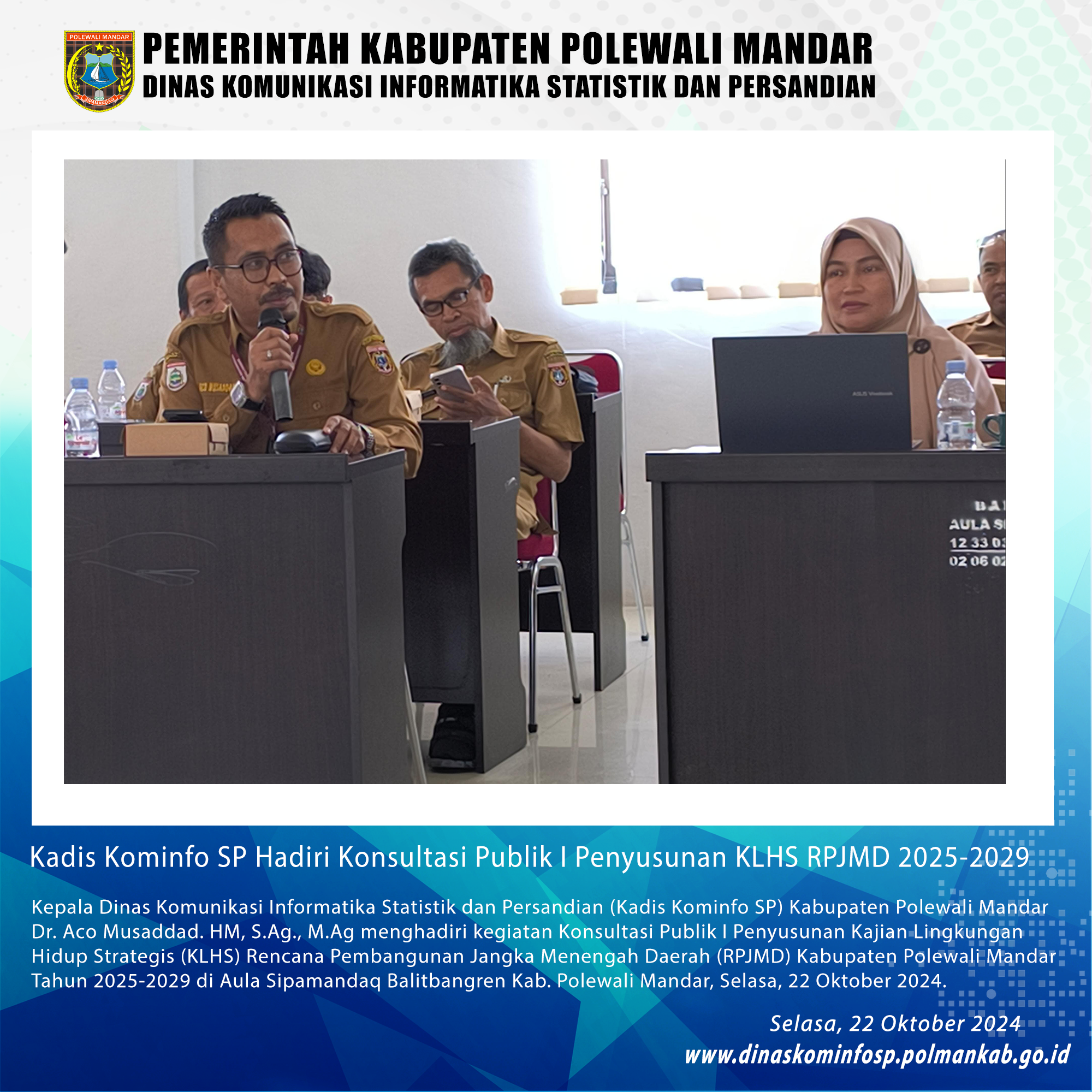 22 Oktober Kadis Kominfo Hadiri KLHS RPJMD Polman 2025-2029