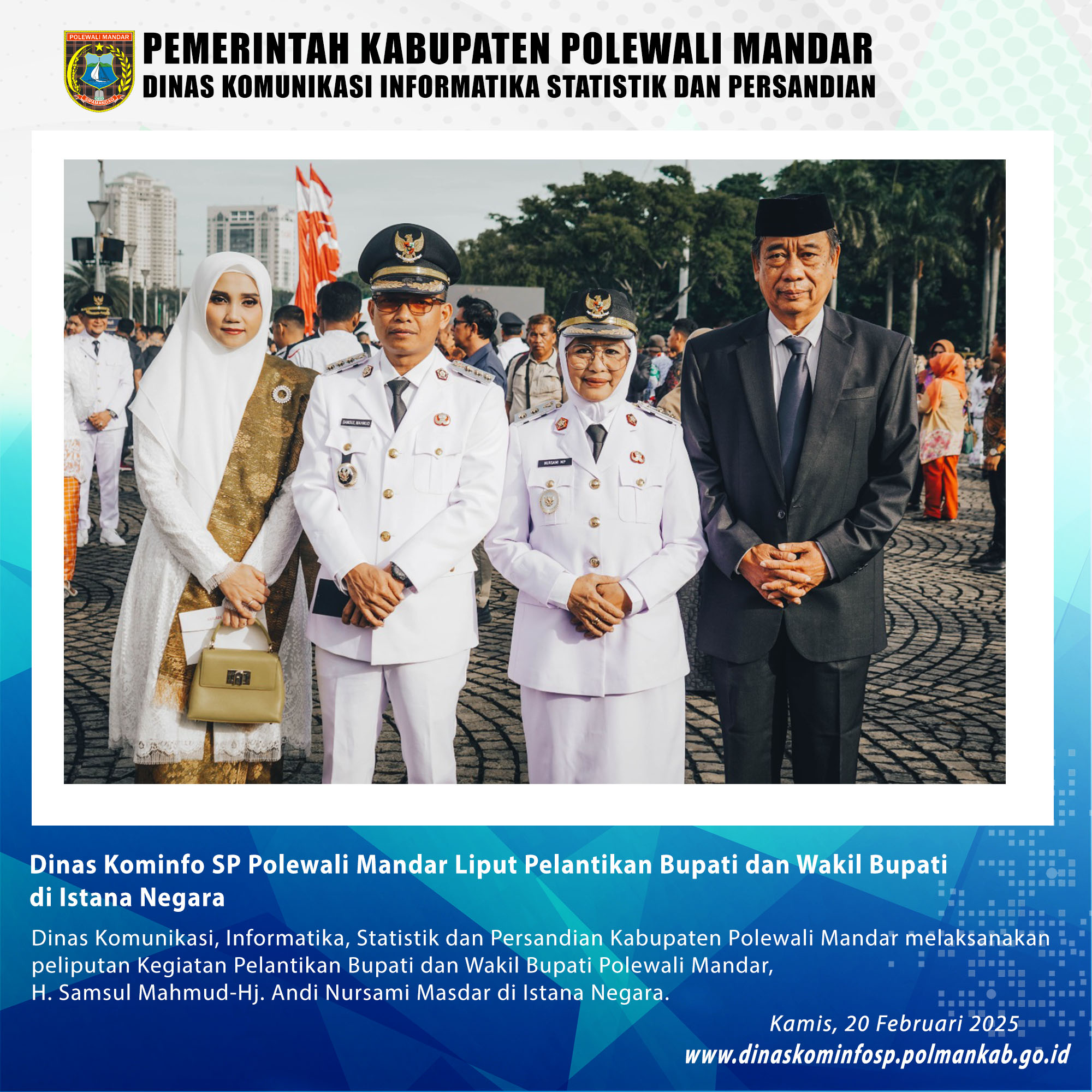 Dinas Kominfo SP Polewali Mandar Liput Pelantikan Bupati dan Wakil Bupati di Istana Negara